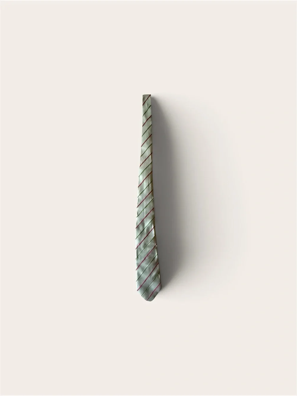 Hermès Silk Diagonal Stripe Tie in Gray with Pink & Green